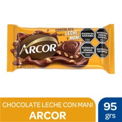 CHOC. ARCOR LECHE/MANI x95g