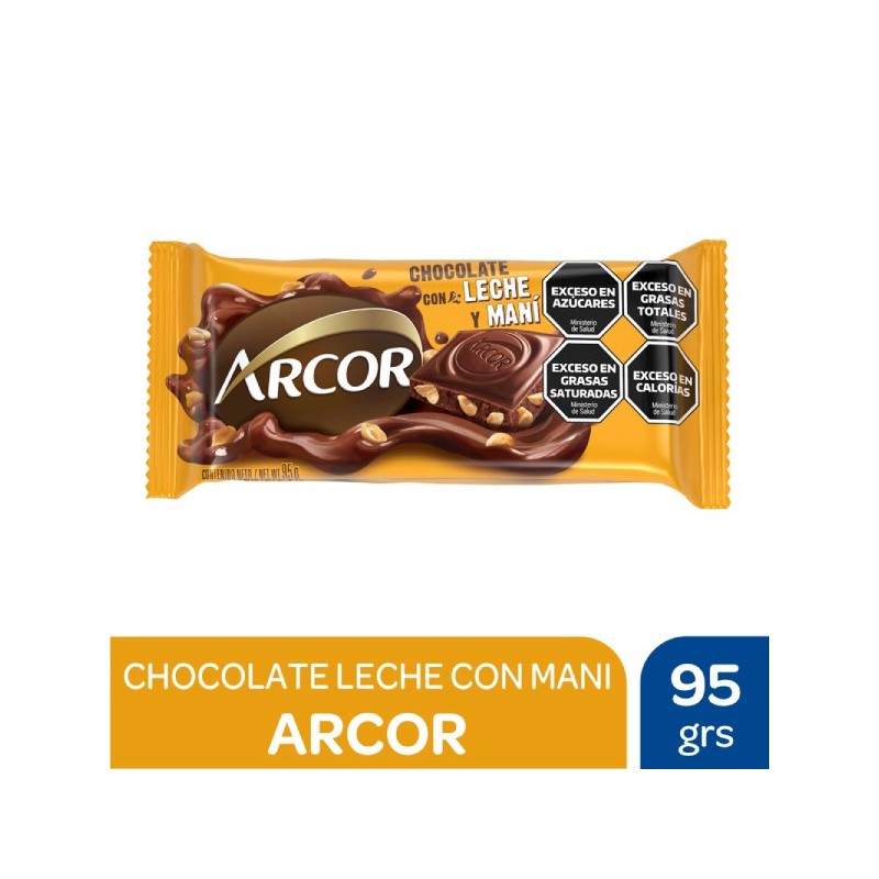 CHOC. ARCOR LECHE/MANI x95g