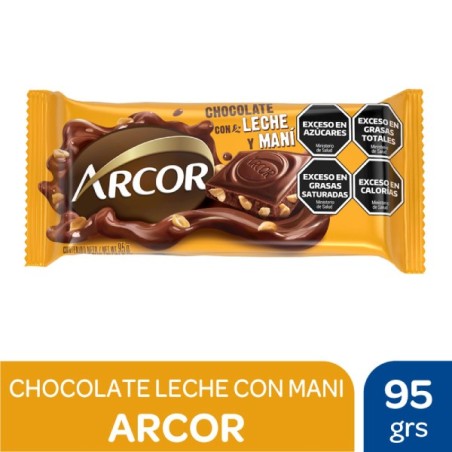 CHOC. ARCOR LECHE/MANI x95g