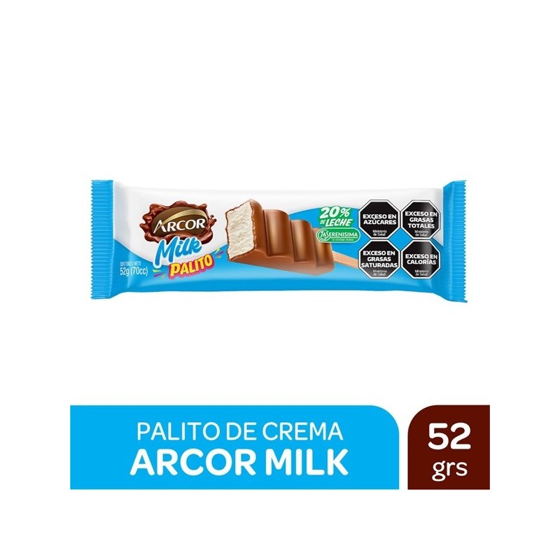 HEL. PALETA ARCOR MILK 20x52g
